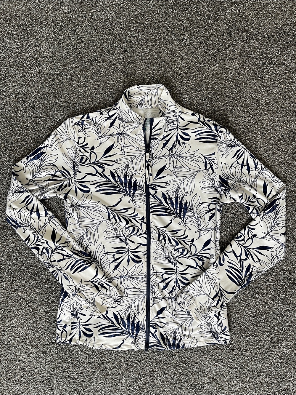Carve Designs White Jacket with Navy Leaf Print